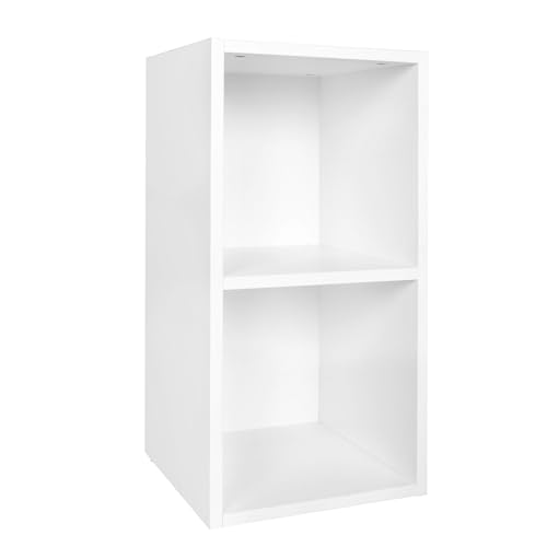 FineBuy Standregal Holz 30x60x30 cm Modern Regal Klein, Wandregal Ablageregal Schmal, Kleines Bücherregal 2 Ablagefächer, Schmales Design Holzregal Nischenregal Weiß