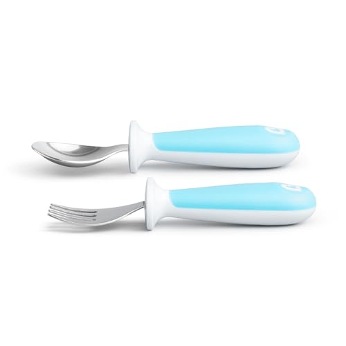 Image of Munchkin Raise Toddler Fork & Spoon Set for Mealtime, BPA Free, Blue | 12+ Months | Includes 1 Forks & 1 Spoons | Self-Feeding Essentials