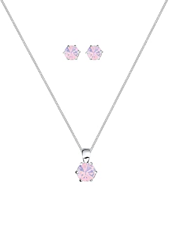 Juego de joyas de plata de ley 925 con cristales clásicos collar y pendientes 2