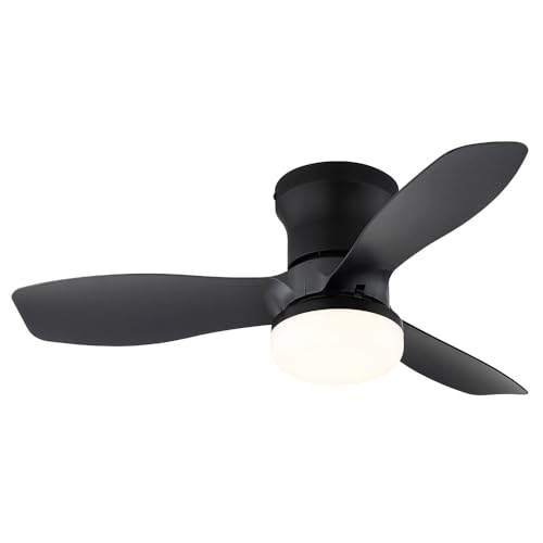 GLOBO Ventilatore da soffitto in plastica nera opaca, diversi livelli tramite interruttore a parete, colori fissabili, funzione memoria, luce notturna, timer, telecomando, batteria