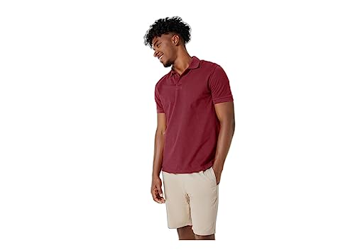 Camisa polo meia manga, Masculino, Hering, Vermelho escuro, M
