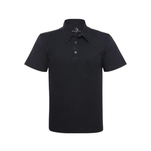Camisa Polo Hugo Deleon Bolso Confort Sarja Preta Cor:Preto 01;Tamanho:G1*
