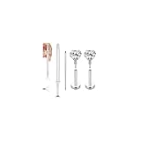 BodyAce Pendientes de acero quirúrgico para cartílago de 20 g, con rosca interna, para nariz, parte trasera plana, joyería para tragus, hélice, caracola, medusa, labio y labio, Acero inoxidable