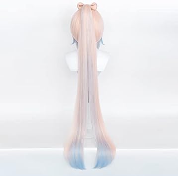 Anime Cosplay Wig, Genshin Impact Wig, with two Wig Caps, for Halloween, Party & etc. (Kokomi Cosplay)