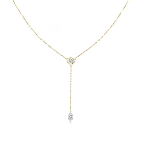 Fwlisesa Gold Necklace for Women, Dainty Long Necklace 14k Gold Plated Lariat Long Necklaces for Women Trendy Simple Statement Drop Necklace Fashion Body Chain Prom Jewelry Gold Accessories