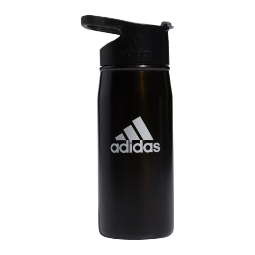 adidas 450 Ml (16 Oz) Metal Water Bottle Tumbler with Flip Top Lid for Coffee & Tea, Black/Onix Grey, One Size