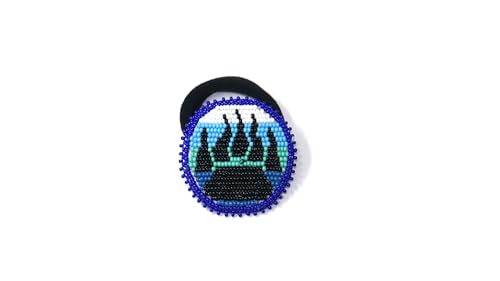 Beaded Hair Clips Native American Style Handmade Collection (Ponytail Hair-ties (Black & Blue Bear Paw))