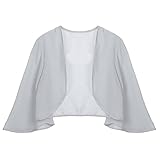 iiniim Damen Bolero Jacke Langarm Schulterjacke Cardigan Elegant Kurzes Jäckchen Casual Sport Festlich Shrug Tops Aa Grau Einheitsgröße