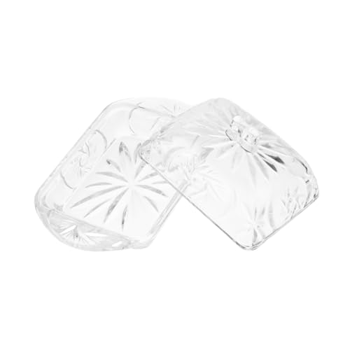 WATIIFUFU Caja plato de mantequilla manteca corporal criba vibradora titular de azúcar mantequilla de porcelana frasco guardián platos de mantequilla contenedor de quesos Vidrio Transparent