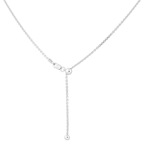 Savlano 925 Sterling Silver 2.5MM Oval Cable Chain Necklace - 18K Gold Plated Adjustable Bolo 14-24 Inch Chain for Women. Comes with a Gift Box - Made in Italy3