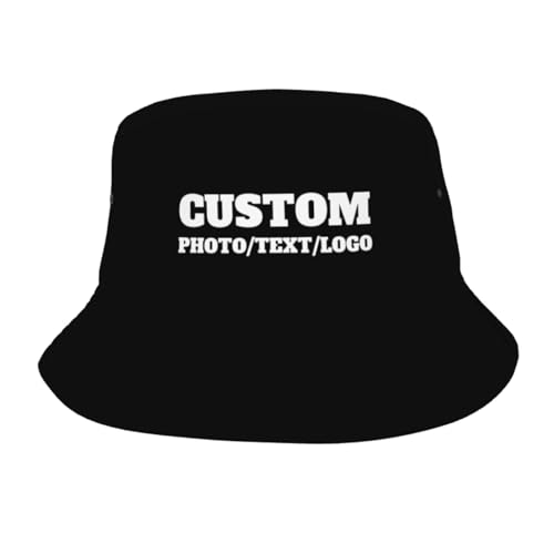 Bulk Custom Bucket Hat with face Add Your Text Picture Name Logo Custom Fisherman Hat Design Your own Text Men Personalized Bucket Hat Personalized Dad Hats for Men & Women Customized Gifts Black