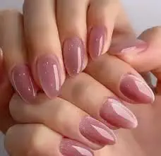 The Blue Box Set Of 24 Artificial Reusable Nails in Dusty Pink Velvet Cat Eye Design