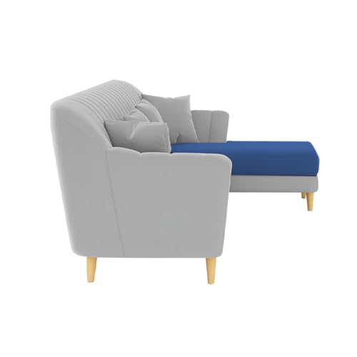 Image of Atticus RHS 6 Seater L Shape Sofa Set for Living Room (Blue Grey Fabric) Premium Fabric Sofa Set