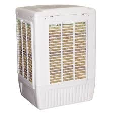 SHRIM TECH TRADING COMPANY. -Metal Air Cooler 25 Ltr WL;D;WLKDater Tank with Exhaust Fan, 4-Way Air Deflection and High Density Wood Wool pads; Blue & White