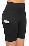【Material】: 90% Polyesterfaser / 10% Elasthan Bequeme und schöne Frauen Sportshorts/ Yoga Shorts / Radhosen, undurchsichtiges, weiches, elastisches, atmungsaktives und feuchtigkeitstransportierendes Material. Komprimierter Stoff bietet elastischen Halt