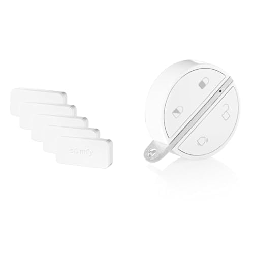 Somfy 2401488 - Pack de 5 IntelliTAG | Détecteurs Auto-protégés de Vibration et d'ouverture & Somfy Home Alarm & 2401489 - Badge d'activation et de désactivation...