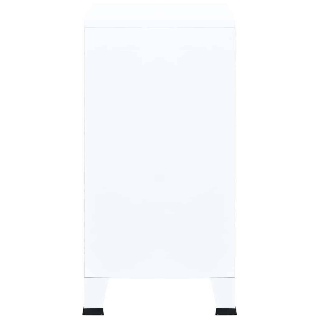 Industrielle Aufbewahrungstruhe aus Stahl Weiß 75x40x80 cm mit 1 Einlegeboden und Namensschildern, Stahlfüße mit Kunststoffkappen, Lüftungsschlitze, für Büroorganisation