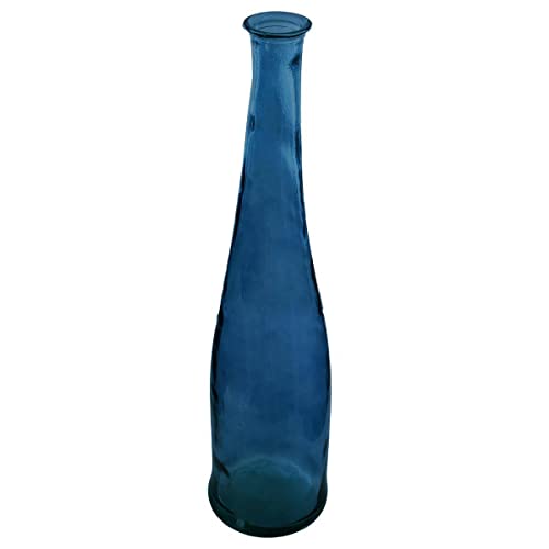 Atmosphera - Vase Long - Verre recyclé - Bleu Orage H80 cm