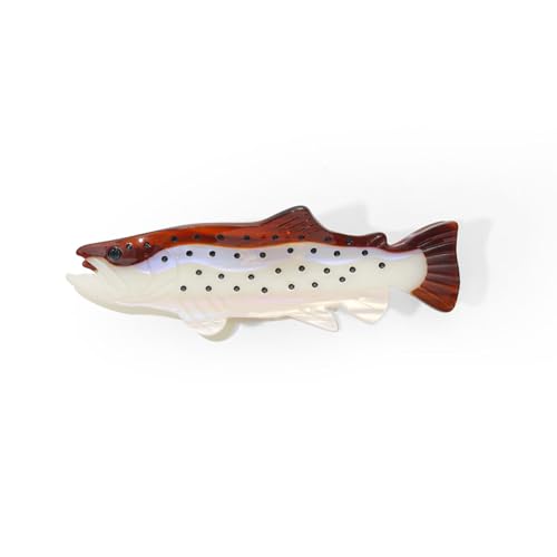 Fish-Shaped Hair Claw Clip, 5 Inch Pearlescent White with Dots, Metal Spring Grip, Hair Accessory for Women and Girls