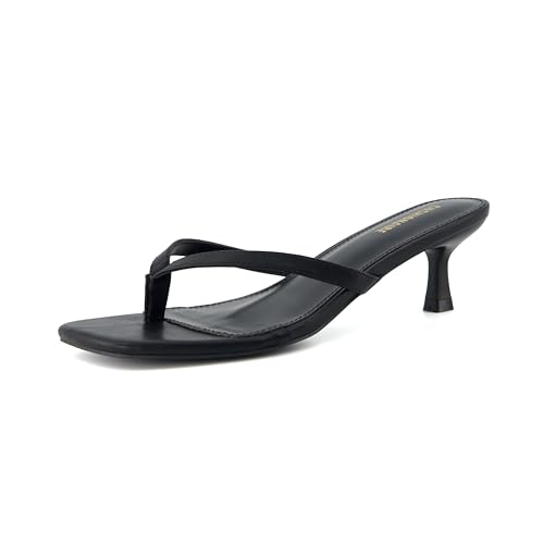 CUSHIONAIRE Miami Kitten Heels for Women - Dressy Heeled Thong Womens Sandals
