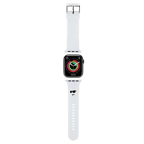 Image of KARL LAGERFELD KLAWLSLCNH Watch Strap for AppleWatch 42/44/45 mm White Strap 3D Rubber Choupette Head, Silicone