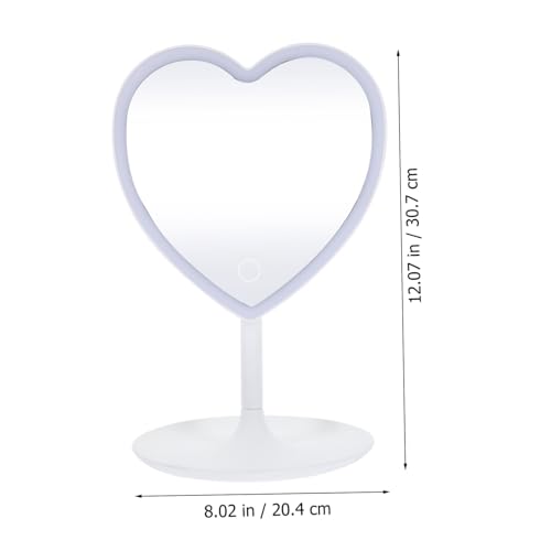 Espejo para maquillaje con luz Led forma corazón portátil miniatura 6