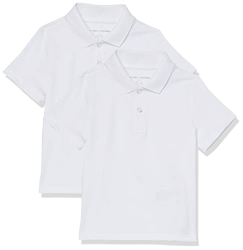 Amazon Essentials Boys' Short-Sleeve Active Performance Polo Shirts for School Uniform, Pack of 2, White, X-Large