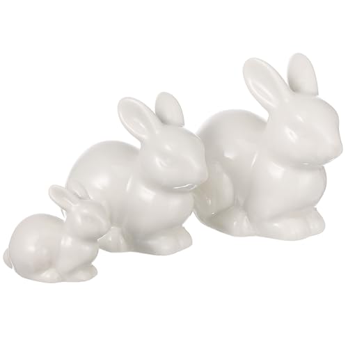 Garneck Keramik Kaninchen Miniatur Ornament 3Er Set Handbemaltes Hase Dekor Für...
