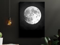 Image noir et blanc lune pour mur vide décoration chambre coucher 50x75