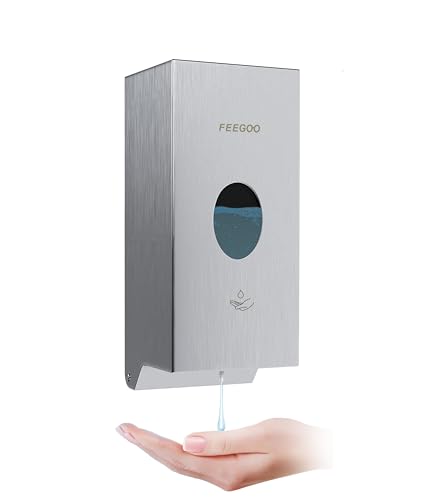FEEGOO Stainless Steel Wall-Mounted 27-Ounce (800ml) Automatic Soap Dispenser Ideal for Offices, Kitchens, Hotels, and Restaurants