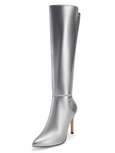 Rilista Womens Knee High Boots Sexy Pointed Toe Stiletto Heel