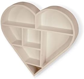 HomeZone Wooden Heart Shaped Wall Shelves - Modern Floating Shelves, Decorative White Wall Mounted Shelving Storage Hanging Shelves for Kitchen, Bathroom, Kids Bedroom, Children's Nursery, Hallway