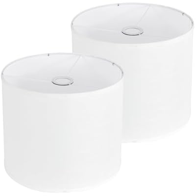 Lamp Shades Set of 2, 13"x13"x11" Large White Linen Drum Lampshade for Table Lamps Floor Lamp, Natural Linen Fabric Replacement Lamp Shade, Hand Crafted Medium Lampshade, Easy Assembly