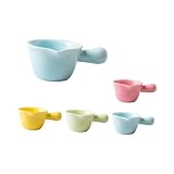 HOLIDYOYO Keramik Porridge Topf 70 Ml mit Griff Kleiner Milchtopf mit Deckel Hochtemperaturbeständig und Leicht zu Reinigen für Mikrowelle und Backofen