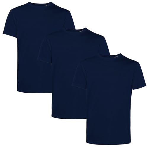 Men’s T-Shirts Multipack | Cotton 3 Pack T-Shirts | Gym Tops for Him | Crew Neck Short Sleeve | Work and Casual Wear in Multi-Colour | Plain, Comfortable and Durable | Navy Blue XXL