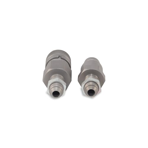 Image of 1 /2″ Flat Face Hydraulic Quick Couplers Set - 1 /2″ JIC Port Bulkhead Mount