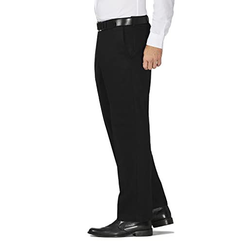 Haggar mens Work to Weekend Hidden Expandable Waist No Iron Flat Front dress pants, Black, 40W x 30L US by Haggar - Used condition - Image 2