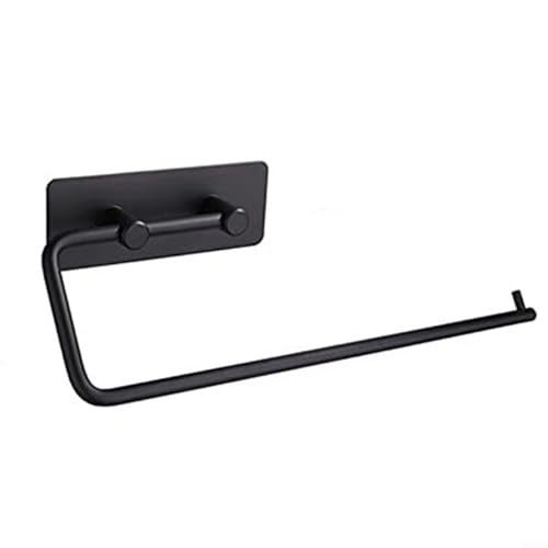 Drivstraw Soporte para toallas de papel para cocina y baño, soporte de pared de acero inoxidable con placa inferior mejorada, diseño que ahorra espacio para superficies lisas (longitud negra)