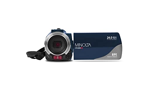 Minolta Mn220Nv 1080P Full Hd 24Mp Night Vision Camcorder With Wifi W/32Gb Memory Card (Blue) #TOP2