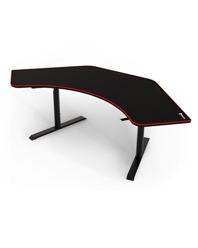 Image of Arozzi Arena Angelo L Shaped GamingDesk, PC GamingDesk L Shape, Height Adjustable L Shaped Standing Desk for Home Office, with Full Coverage Mouse Pad (Black)