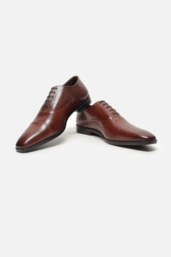 Image of Louis Philippe Men Premium Leather Breathable Lining Material Anti Slip with Heel TPR Sole Formal Oxford Shoes