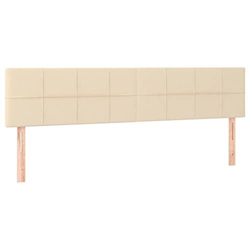 vidaXL Kopfteil 2 STK., Bettkopfteil mit Holzbeinen, Höhenverstellbar Polsterkopfteil für Bett, Betthaupt Bettzubehör Schlafzimmer, Creme 100x5x78/88cm Stoff
