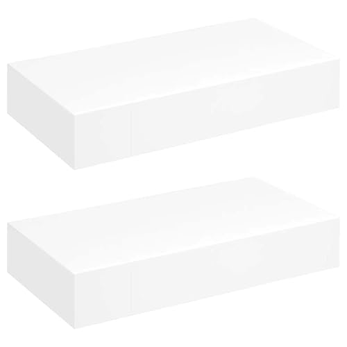 Lumanois Estantes de Pared flotantes con cajones 2 uds Blanco 48 cm,Mobiliario,Estantes y estanterías,8.1kg-276001