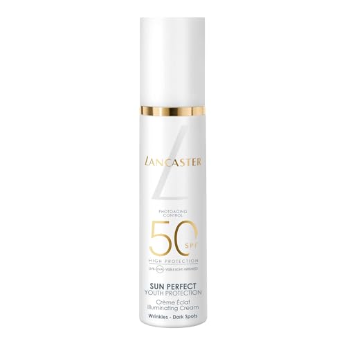LANCASTER Sun Perfect Illuminating Cream SPF50 Sunscreen – Con sistema de reparación solar y complejo potenciador de luminosidad – Tecnología Full LightTM para una protección solar total