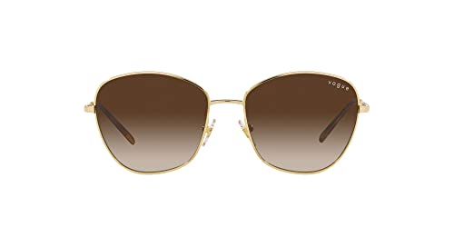 Vogue Eyewear Woman Sunglasses Pale Gold Frame, Grey Gradient Dark Blue Lenses, 53MM