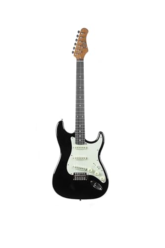 EKO GUITARS – Guitare Électrique ST-300, Corps en Peuplier, Manche en Érable, Touche en WPC, 3 Micros Single-Coil, Chevalet Tremolo, 22 Frettes, Couleur Noir