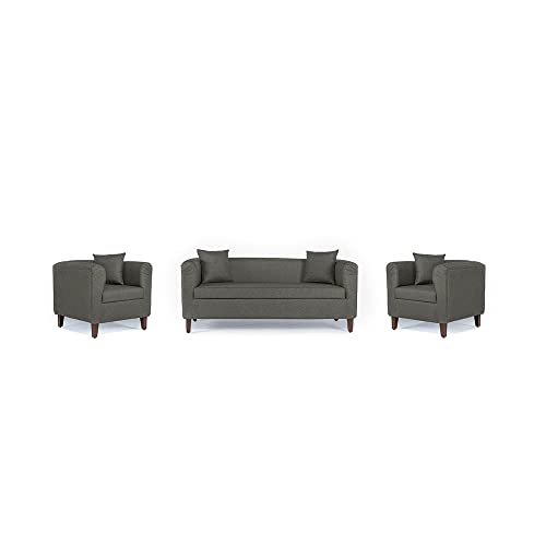 Image of Wakefit Sofa Set | 3 Year Warranty | Sofa 5 Seater, 5 Seater Sofa for Living Room, Wooden Sofa Set, Sofa Set 3+1+1 Seater - Miami(Omega : Grey)