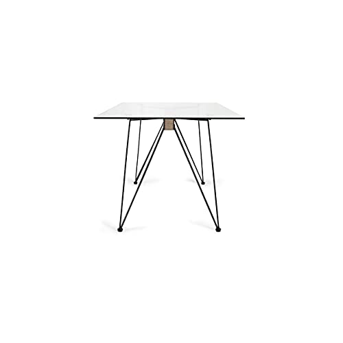Miro Transparent Tempered Glass Dining Table for 6 with Sand Black Coated Legs - Image 6