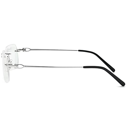 Image of HEPIDEM Vintage Style Rimless Rectangular Metal Eyeglasses for Men,New Frameless Square Optical Glasses Frame