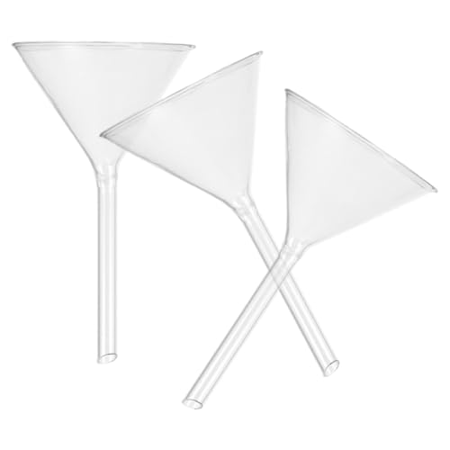 Cabilock 3pcs Glass Short Stem Powder Funnel 100mm Wide Mouth Laboratory Filling Funnels for Scientific Filtering and Sample Transfer in Lab and Industrial Use